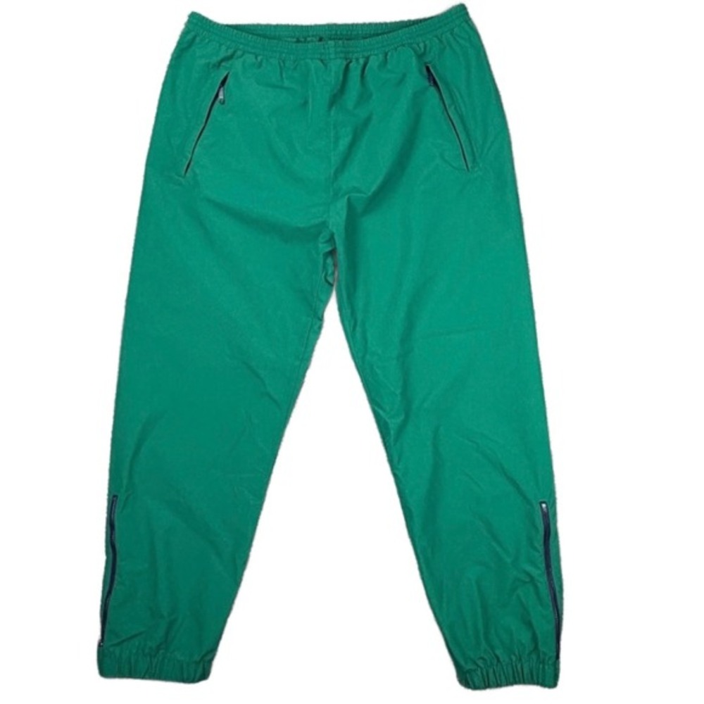 Vtg 90s Eddie Bauer Mens XL Pants Green Waterproof Nylon Track Elastic Zip Ankle